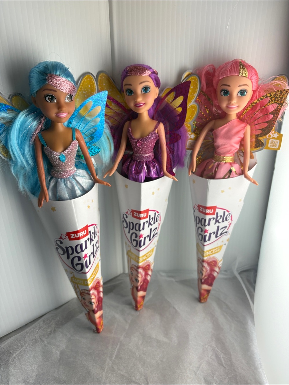 ZURU Sparkle Girlz Fairy Fashion Dolls Lot of 3 Cone